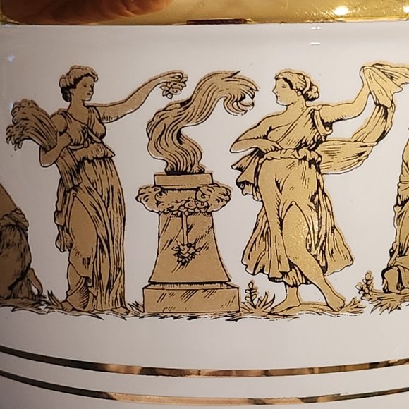 Greek Small Hand Painted Gilt Figural Ceramic Vase Neoclassical Vase - Picture 5 of 10